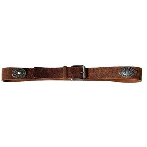 GARUGLIERI Vintage Brown Embellished Leather Belt Made In Italy L